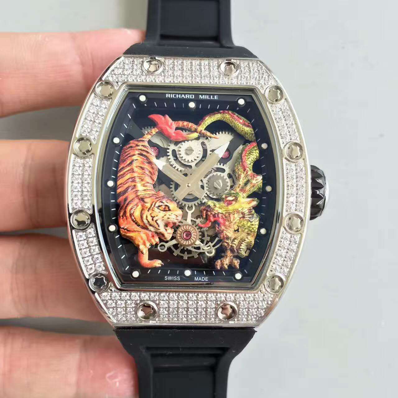 理查德米勒 RM51-01＂龍虎爭霸＂腕錶 3D彩繪龍虎 44x52mm-rhid-116377