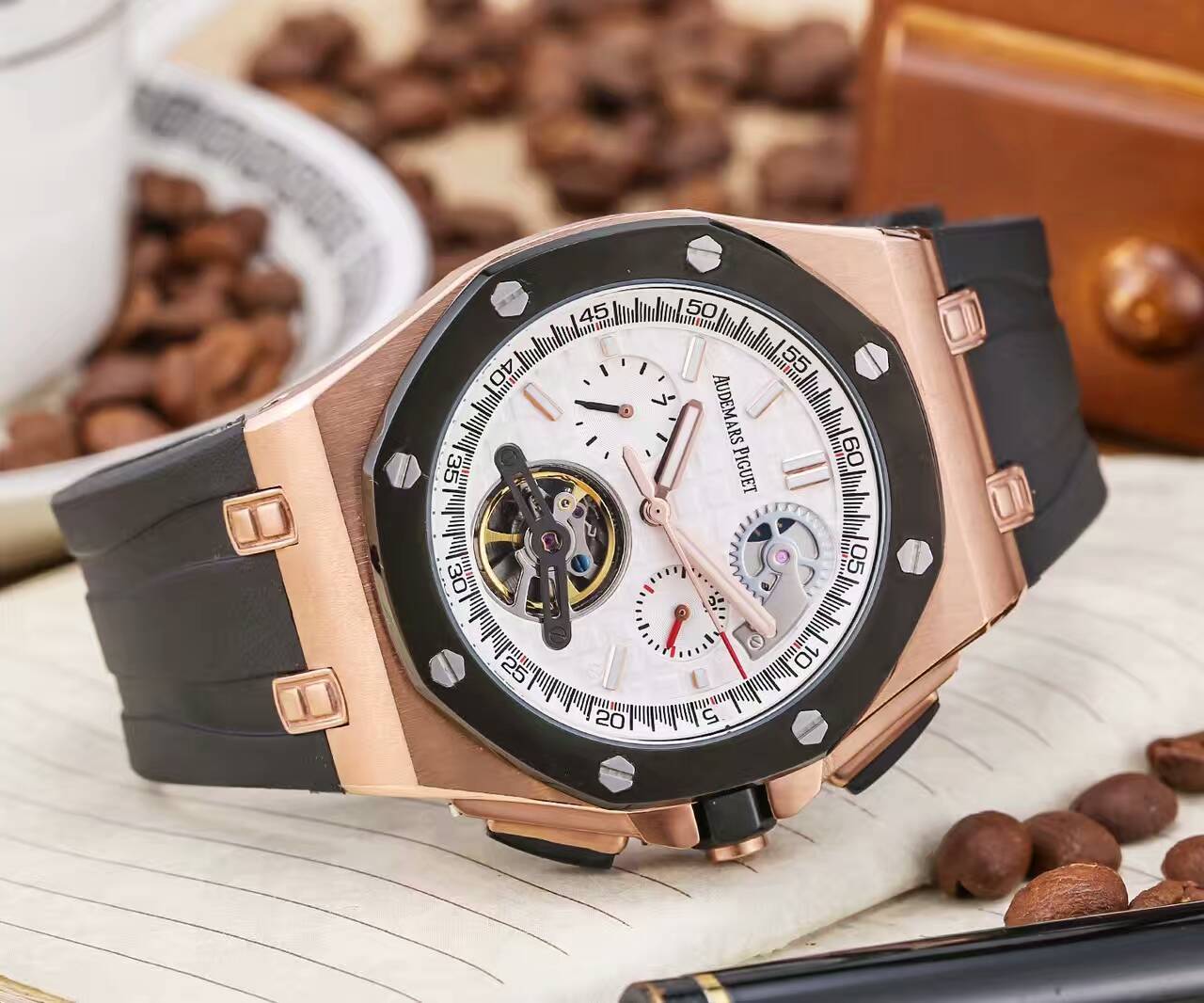 AP爱彼 頂級機械機芯 礦物質耐磨鏡面 頂級橡膠錶帶 精品男士腕錶 霸氣爆款-rhid-116882