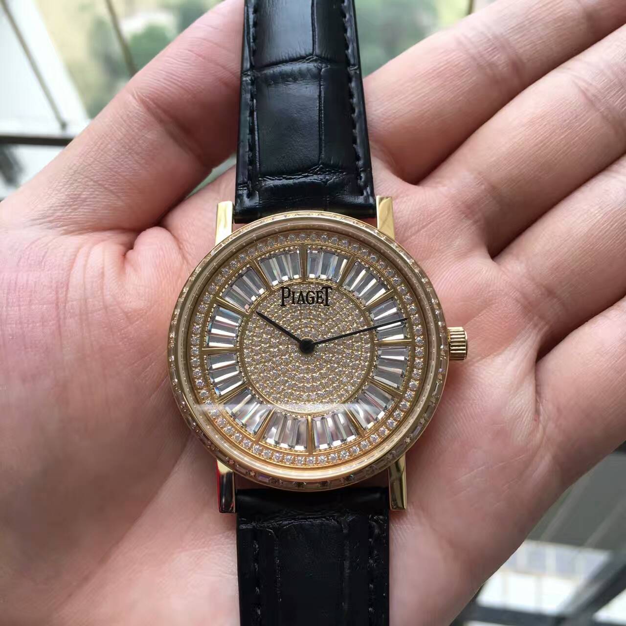 伯爵 精品男士超薄腕錶 進口9015改裝定制全自動機芯 真牛皮錶帶-rhid-117306