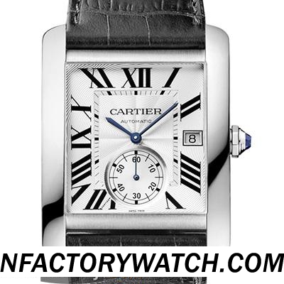 卡地亞Cartier TANK MC W5330003 316F不鏽鋼錶殼 防劃藍寶石水晶 黑色牛皮-rhid-117584